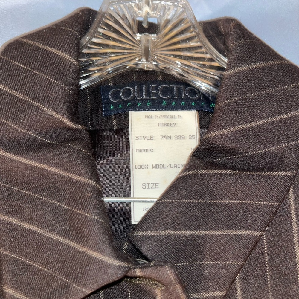 Brown Pinstripe Wool Blazer